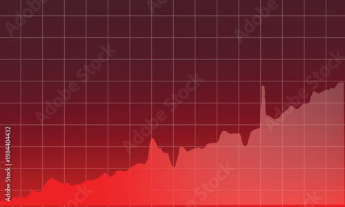 Red financial stock market graph showing upward trend and growth, abstract business data analytics background