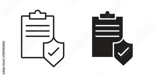 Insurance policy icon outline and solid set. Graphic icons