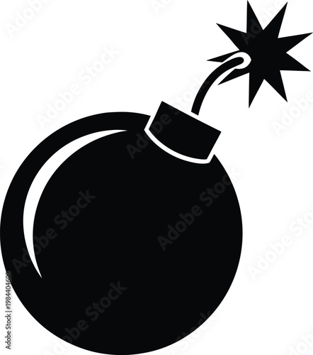 Classic Cartoon Bomb with Lit Fuse and Spark Vector Icon