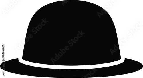 Silhouette classic black bowler hat with white band elegant retro accessory vector design