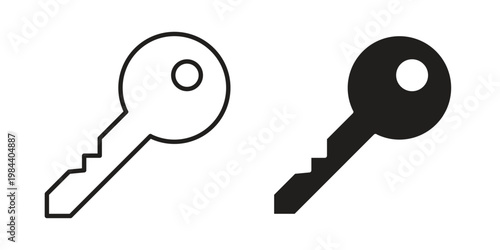 key icon outline and solid set. Graphic icons