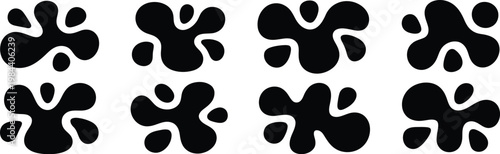 Abstract liquid blob shapes with dynamic ink splashes and smooth fluid paint stains for creative modern vector artwork
