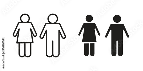 Man and woman icon outline and solid set. Graphic icons