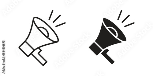 Megaphone icon outline and solid set. Graphic icons