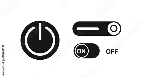 Power button icons and toggle switch a modern digital silhouette
