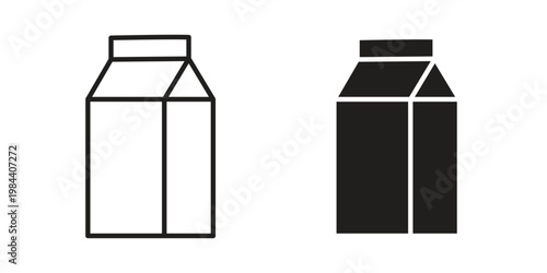 Milk carton icon outline and solid set. Graphic icons