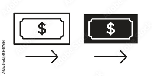 Money Transfer icon outline and solid set. Graphic icons