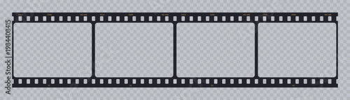 Foto Film strip reel movie black with border and cinema frame on transparent bg
