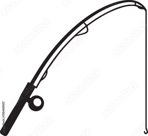 A simplistic yet evocative illustration of a fishing rod, poised for angling, this graphic design encapsulates the essence of the sport.