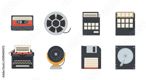 Vintage Audio Equipment Collection with Cassette Tape and Turntable