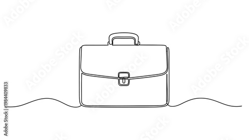 A simple line drawing of briefcase. Continuous line style. Hand drawn. Line art. Vector design. illustration