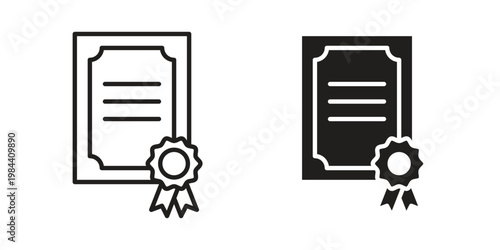 Patented icon outline and solid set. Graphic icons