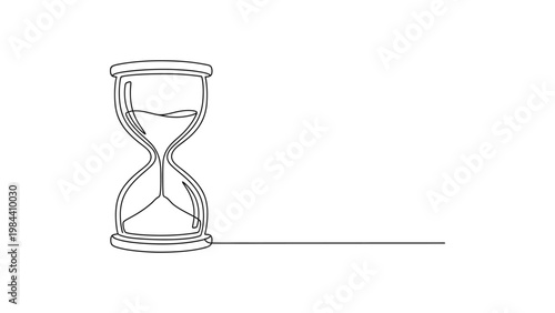 A simple line drawing of an hourglass. Continuous line style. Hand drawn. Line art. Vector design. illustration