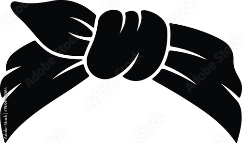 Silhouette vintage bandana tied headscarf accessory retro style fashion element simple fabric knot textile apparel icon vector design