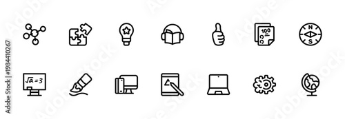 A minimal line icon set of education icons designed for clean and simple UI, web and mobile applications, and general-purpose use.