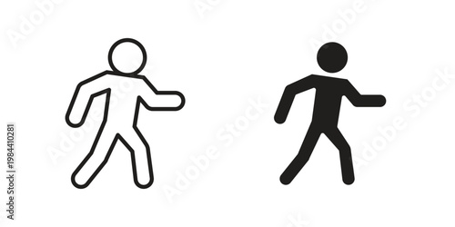 Pedestrian icon outline and solid set. Graphic icons