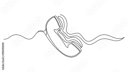 Continuous line drawing of a telephone.
