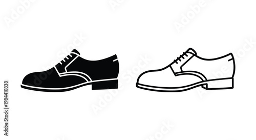 Two formal dress shoes depicted in a stark black and white silhouette