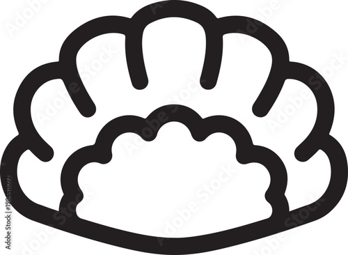 Seashell Icon Outline Scallop Clam Marine Vector Illustration