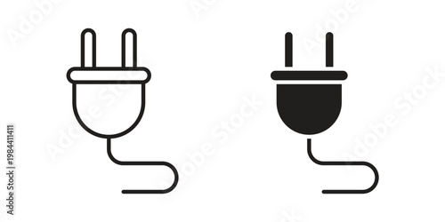 Plug adapter icon outline and solid set. Graphic icons