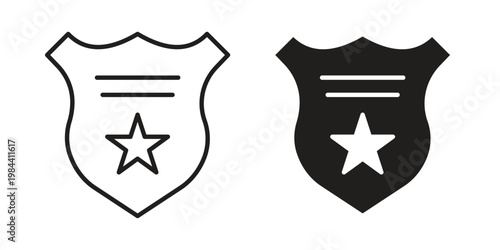 Police badge icon outline and solid set. Graphic icons
