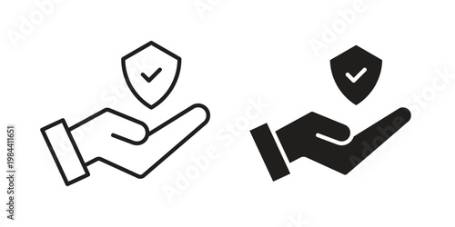 Policyholder icon outline and solid set. Graphic icons