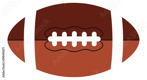 Illustration of an american football with white stripes and a brown leather texture