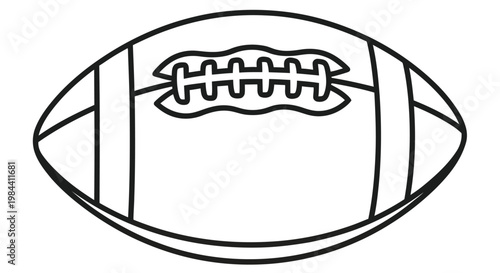 Simple line drawing of an american football showcasing its classic shape and stitching
