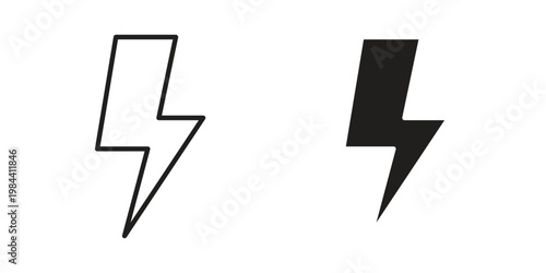 Power icon outline and solid set. Graphic icons