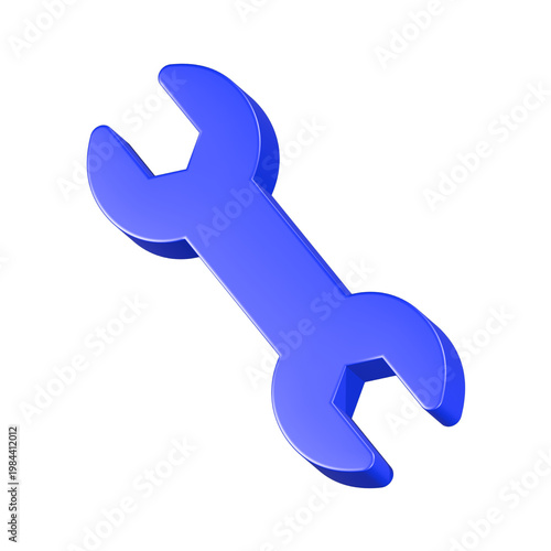 3D blue icon of a wrench