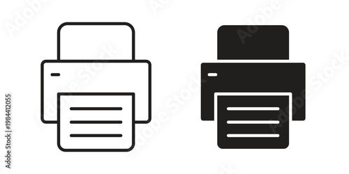 Print icon outline and solid set. Graphic icons