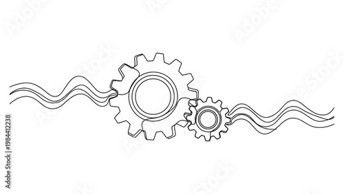 Interconnected gears with wavy lines.