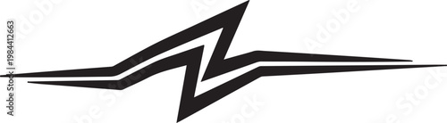 Black Racing Car Decal Vector, Lightning Bolt Vinyl Sticker Graphic