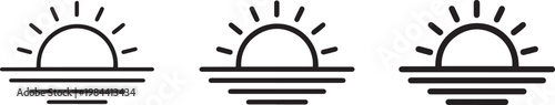 sunrise and sunset minimal outline weather vector icon set