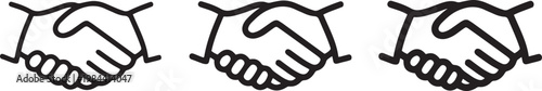 handshake business partnership agreement and professional collaboration outline icon set