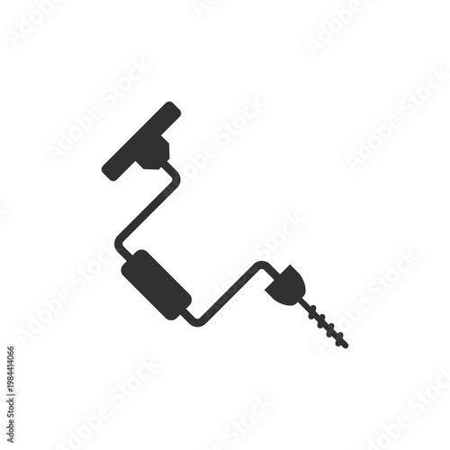 Manual hand drill icon. Hand tool and drilling process. Monochrome black and white symbol