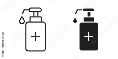 Sanitizer icon outline and solid set. Graphic icons