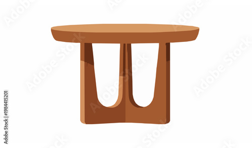 Contemporary round wooden side table with pedestal base vector illustration for minimalist interior decor