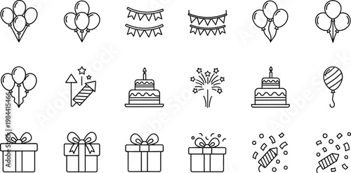 Collection of line for celebrations and parties balloon party gift present