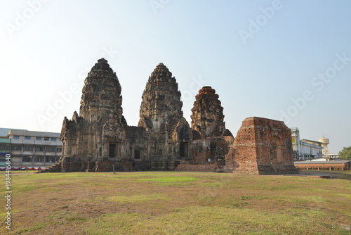 Phra Prang Sam Yot is a Landmark 13th Century Angkor Temple in Lopburi Thailand.