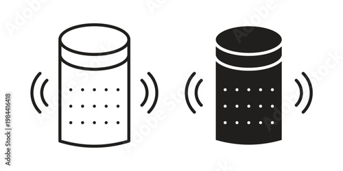 Smart speaker icon outline and solid set. Graphic icons