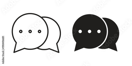 Speech bubble icon outline and solid set. Graphic icons