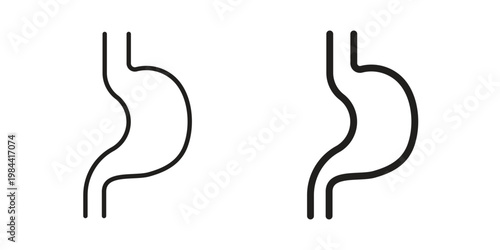 Stomach icon outline and solid set. Graphic icons