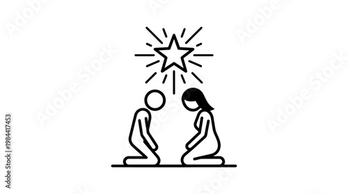 People Kneeling Before Shining Star