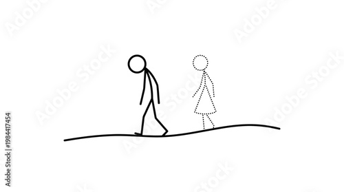 Sad Man Walking Away from a Woman