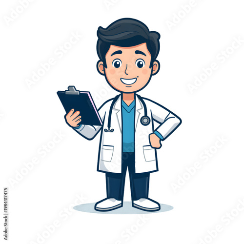 set of funny cartoon doctor