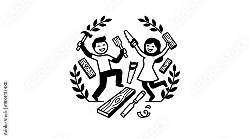 Happy Woodworkers Celebrating Craftsmanship