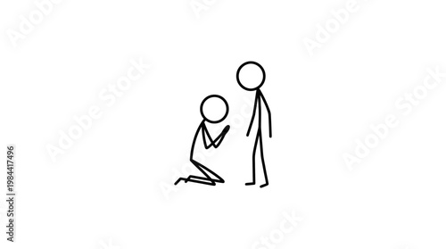Stick Figure Kneeling in Submission