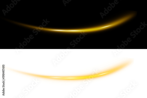 A golden line with a light effect. A magical, glittering swirl for web design and fairytale decor, PNG.