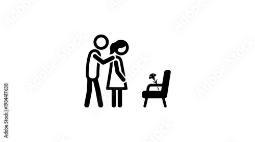 Support and Comfort Symbolized by Stick Figures